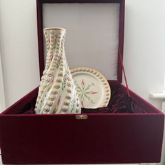 Large Hand Painted Yildiz Palace Porcelain Bottle and Plate Set. Boxed 2016