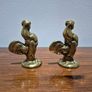 Vintage Solid Brass Rooster Figurines / Paperweights (Pair) Image 2