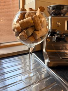 Wine glass ornament / wine cork holder