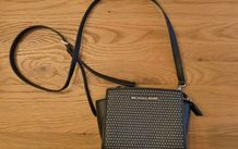 MICHAEL KORS Mini Selma Micro-Stud Crossbody Clutch Black Leather Handbag