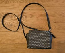 MICHAEL KORS Mini Selma Micro-Stud Crossbody Clutch Black Leather Handbag