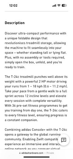Adidas tc24 treadmill