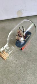 Vintage Small Glass Ship in the Bottle with Cork