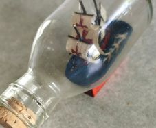 Vintage Small Glass Ship in the Bottle with Cork
