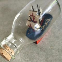 Vintage Small Glass Ship in the Bottle with Cork