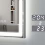 LED Bathroom Mirror Digital Clock Chrome Silver Frame Image 10