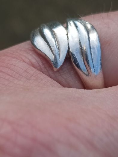 Heavy Double Leaf Sterling Silver Ring