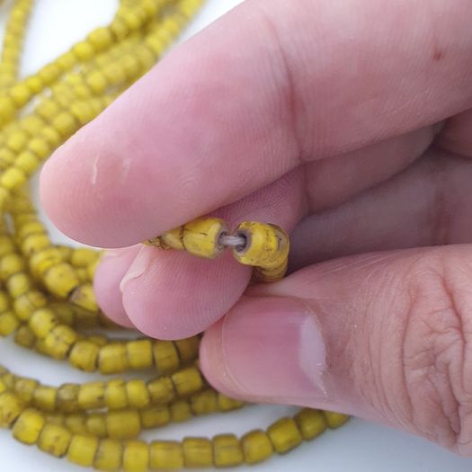 Antique Venetian Yellow Trade 3-5mm Beads Necklace Strands