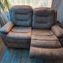 3 and 2 Seater Brown Suede Fabric Reclining Sofa Image 4