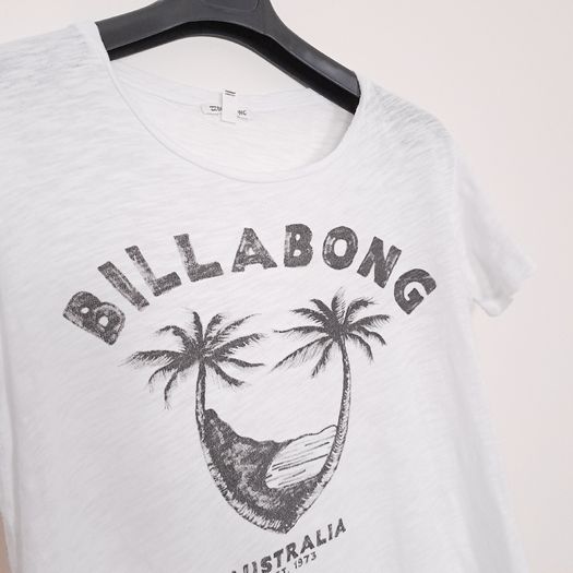 Billabong White Australia Palm Tree Graphic Slub Cotton T-Shirt Top 8UK/36EU
