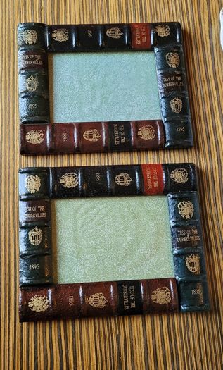 Vintage pair of leather book style photo frames