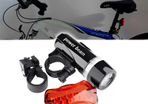 5 LED Lamp Bike Bicycle Front Head Light + Rear Safety Flashlight