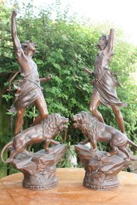 Vintage Collectible Metal Sculptures French Art Deco Sculptures 22"
