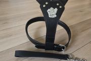 dog leather harness with free chain lead
