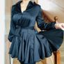 Black Silky Satin Blouse Dress, size 10 Image 3