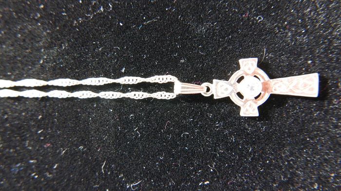 Vintage Sterling Silver 925 Celtic Heart Cross Pendant Necklace 18,2"