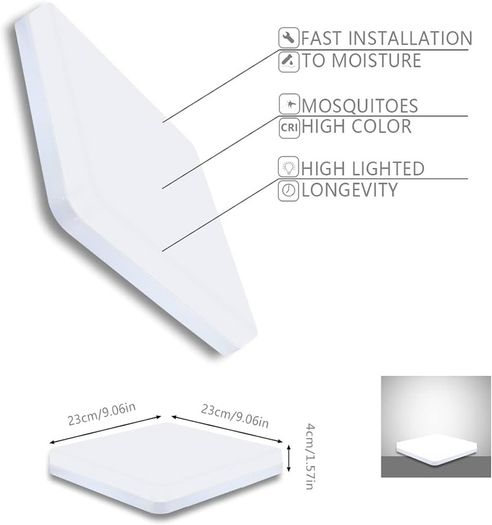 LED Ceiling Light, 36W Daylight White 6500K, 3240LM Bright Indoor Ceiling Lights for Bedroom, Kitchen, Hallway, Outside Porch