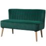 Sofa Retro Design 2-Seater Sofa, Wood Legs, 117 cm x 56.5 cm x 77 cm, Dark Green Image 2