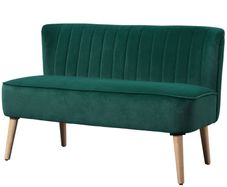 Sofa Retro Design 2-Seater Sofa, Wood Legs, 117 cm x 56.5 cm x 77 cm, Dark Green