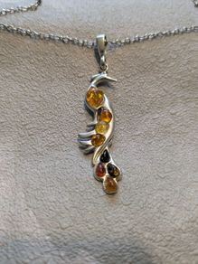 Silver and amber necklace