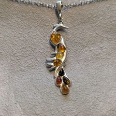 Silver and amber necklace