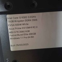Gaming PC  GTX 2060 6GB  Intel i5 9500 16GB RAM  Ready to Play