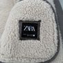 Grey Zara Shearling Bomber Aviator Jacket Image 6