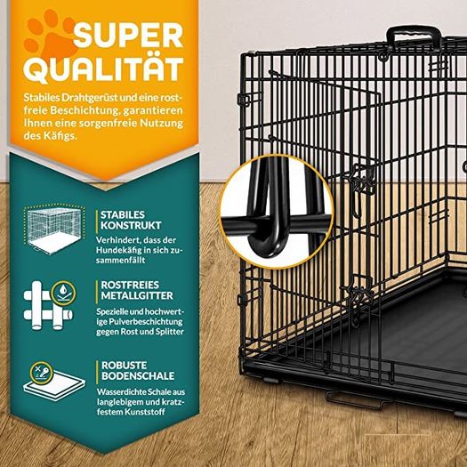XXL  Dog Cage 120 x 75 x 81 cm Foldable with 2 Doors Transport Cage