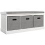 Three-Drawer Shoe Storage Bench, with Padded Top Seat - White Image 7