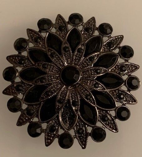 Vintage Black Brooch 1980s