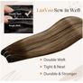 7 Piece LaaVoo 22inch Balayage Brown - blonde Human Hair Extensions Weft for Sewing Weave Remy Hair Extensions, 100g Image 5