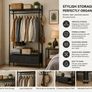 Industrial Open Wardrobe Rail with Drawers Black Steel Clothes Storage Unit Image 2