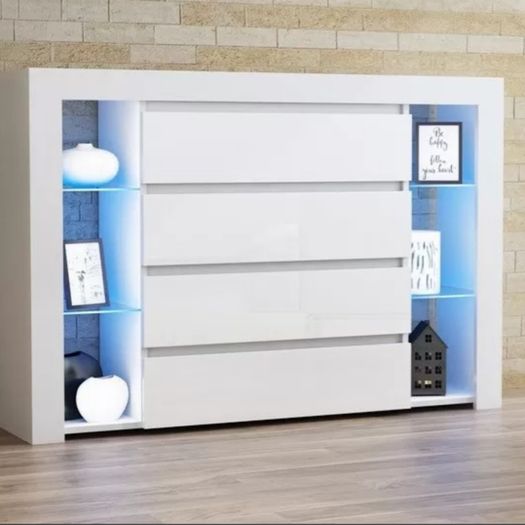 LED Sideboard With 4 Drawers Modern Sideboard With LED lights LED Cabinet Living Room High Gloss Sideboard