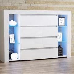 LED Sideboard With 4 Drawers Modern Sideboard With LED lights LED Cabinet Living Room High Gloss Sideboard