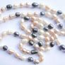 Vintage very long Necklace of Real Pearls Freshwater Pearls  Multicolor length 45" Image 7