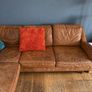 Tan leather corner sofa. Open to offers Image 3