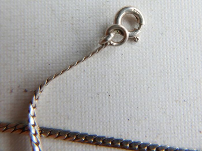 Vintage Sterling Silver 925 Mod Design Blue Purple Drop Pendant Necklace 24" - 13,34g