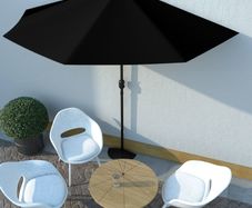 Balcony Parasol with Aluminium Pole Black 300x150x253 cm Half