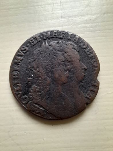 1693 William  and Mary Plain Edge Half Penny