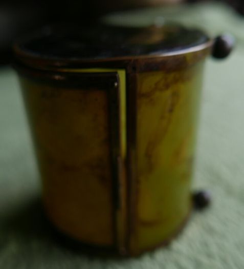 1910-1920 Antique Victorian Collectable Cigarette  Box in a cylindrical design  Exquisite little Ball Feet