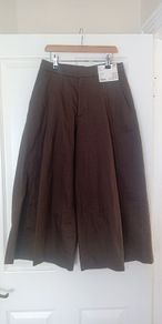 Uniqlo brown cotton culottes wide cropped trousers size XS