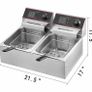 Commercial Electric Fryer Stainless Steel Fryer 12L Electric Double Tank Double Sieve Machine for Chicken/Shrimp Double deep fat fryer electric 220v Image 5