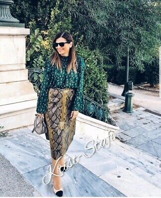 ZARA  shiny SNAKESKIN print skirt bloggers favourite