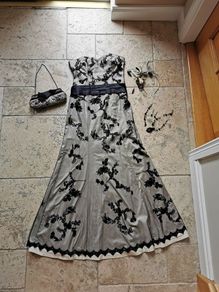 Coast cream/black dress with assessories
