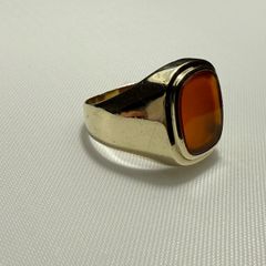 Vintage 8K Yellow Gold Signet Gents Ring Bezel set Carnelian