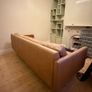 Three seater contemporary tan leather sofa Image 2