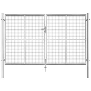 Garden Gate Galvanised Steel 306x200 cm Silver