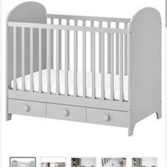 Ikea Gonatt bed/ cot with mattress and IKEA sheets