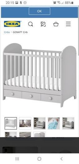 Ikea Gonatt bed/ cot with mattress and IKEA sheets