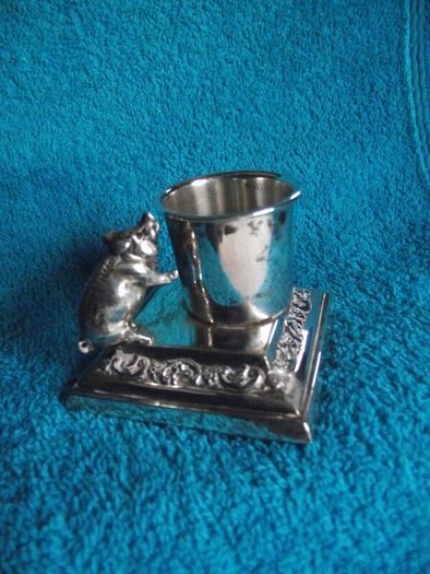 Antique Silver Plate Table Vesta With Pig Striker - Early 1900's